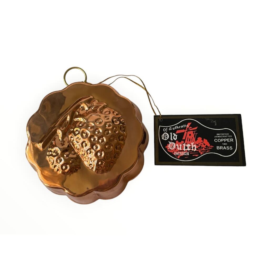 Vintage Old Dutch Copper Strawberry Mold With Tags